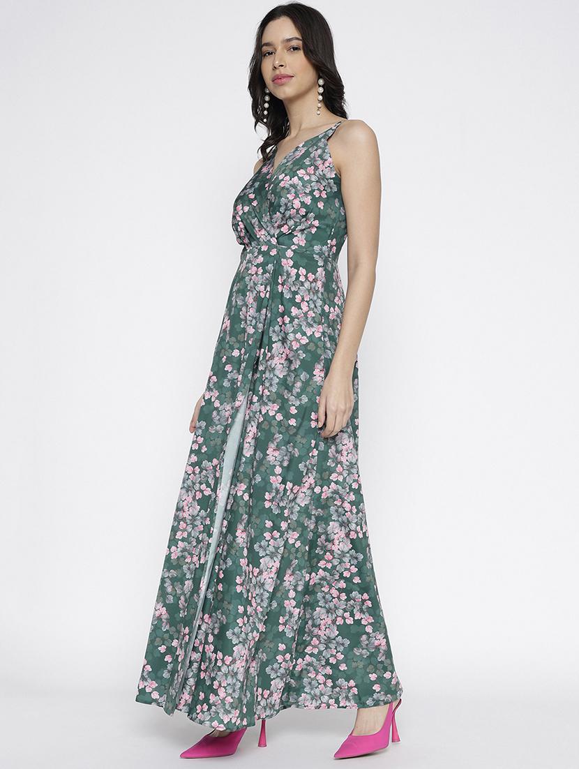 women printed shoulder strap fit and flare dress - 22007793 - Standard Image - 2