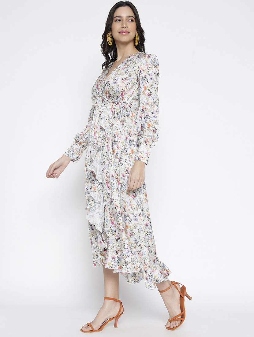 women floral print puff sleeve ruffle dress - 22007794 - Standard Image - 2