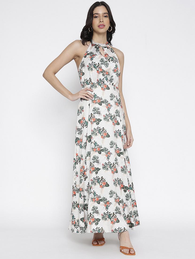 women floral printed halter neck maxi a-line dress - 22007797 - Standard Image - 2