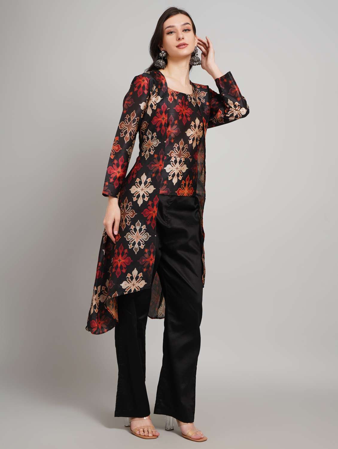 women printed long sleeve fusion set - 22007893 -  Standard Image - 2
