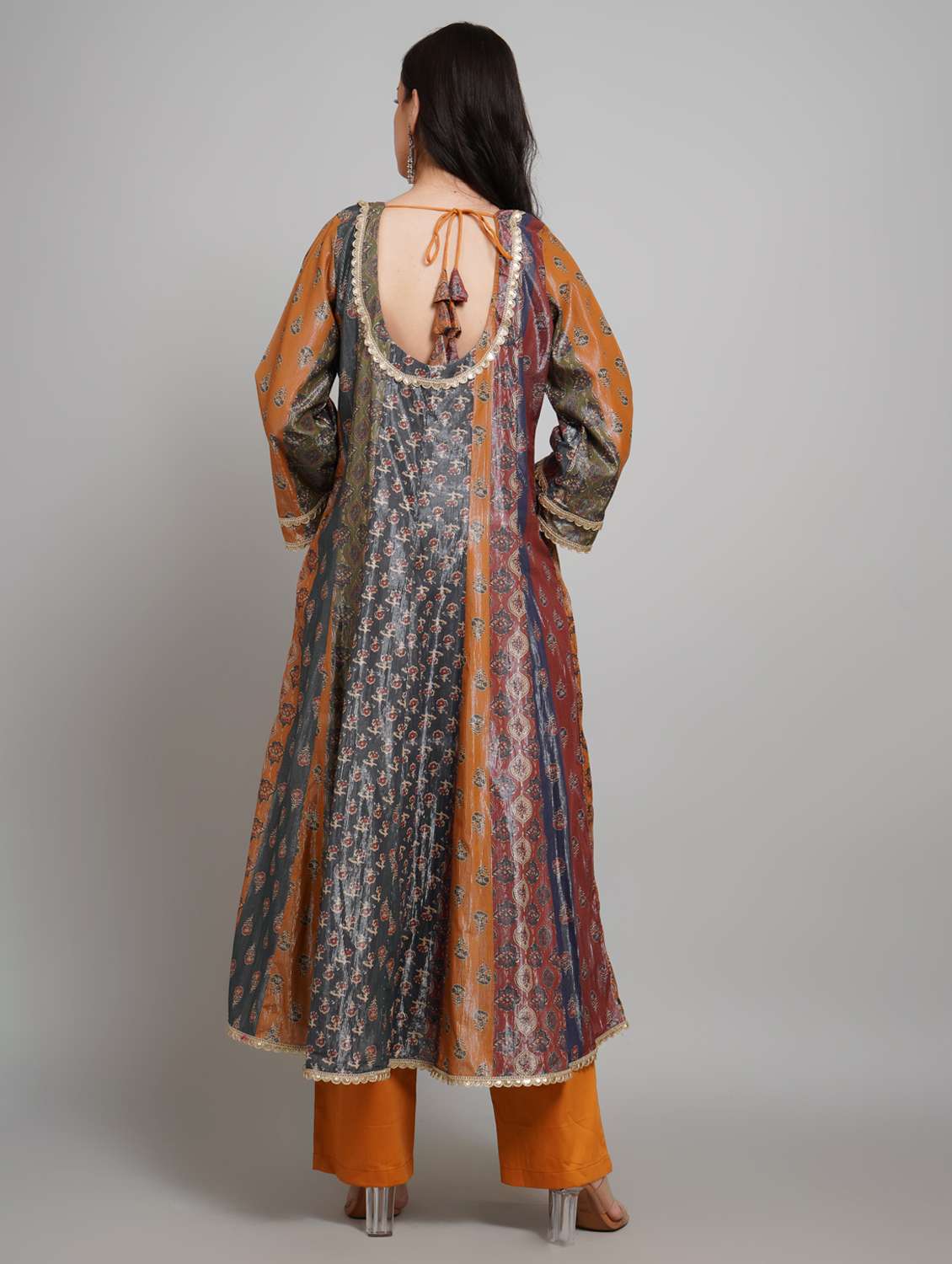 women printed long sleeve anarkali kurta pant set - 22007900 -  Standard Image - 2