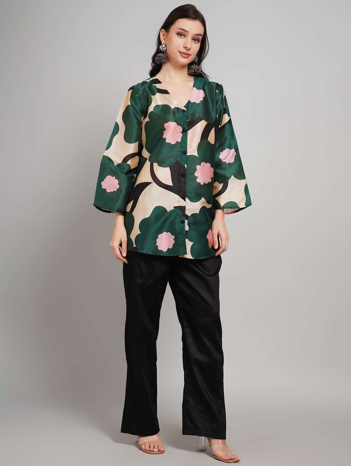 women printed long sleeve ethnic co-ord set - 22007901 - Standard Image - 2