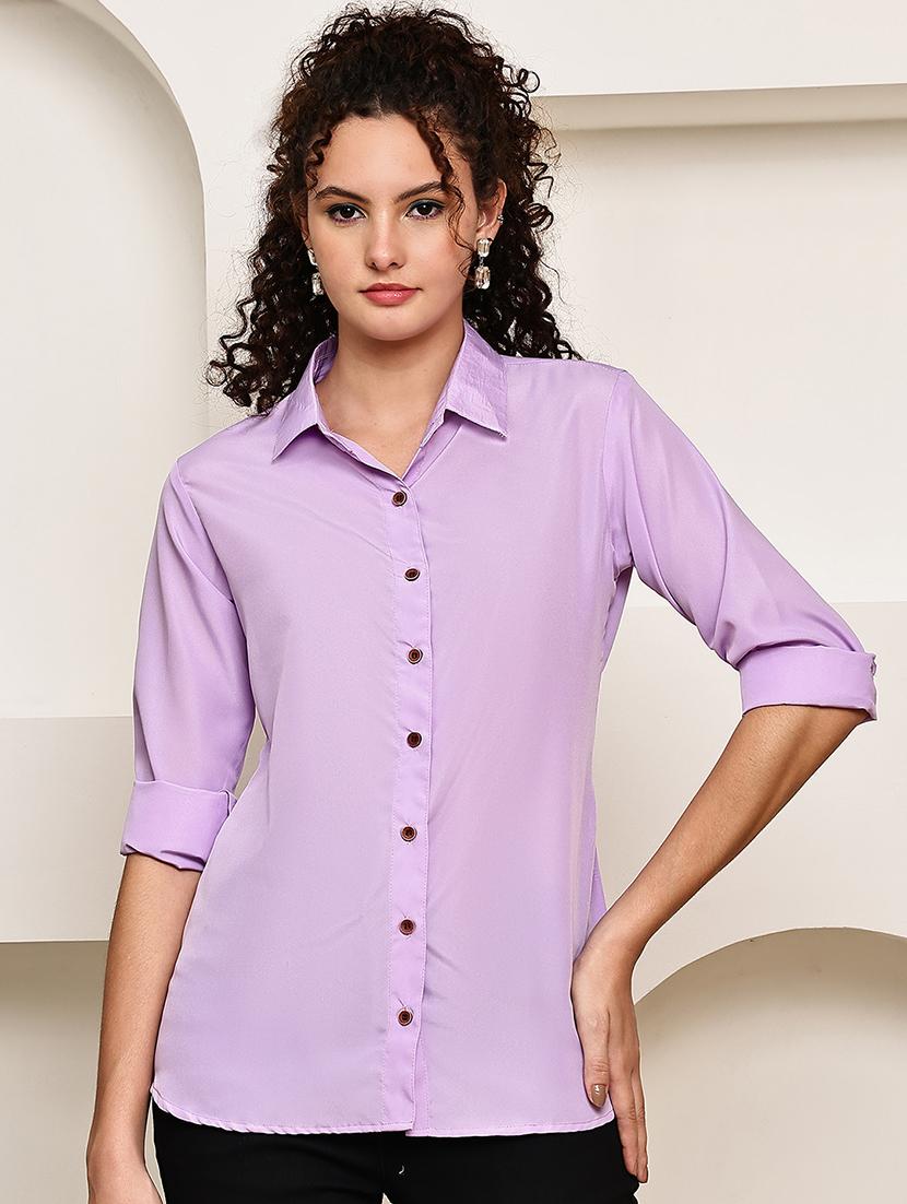 women solid long sleeve regular fit shirt - 22007914 - Standard Image - 2