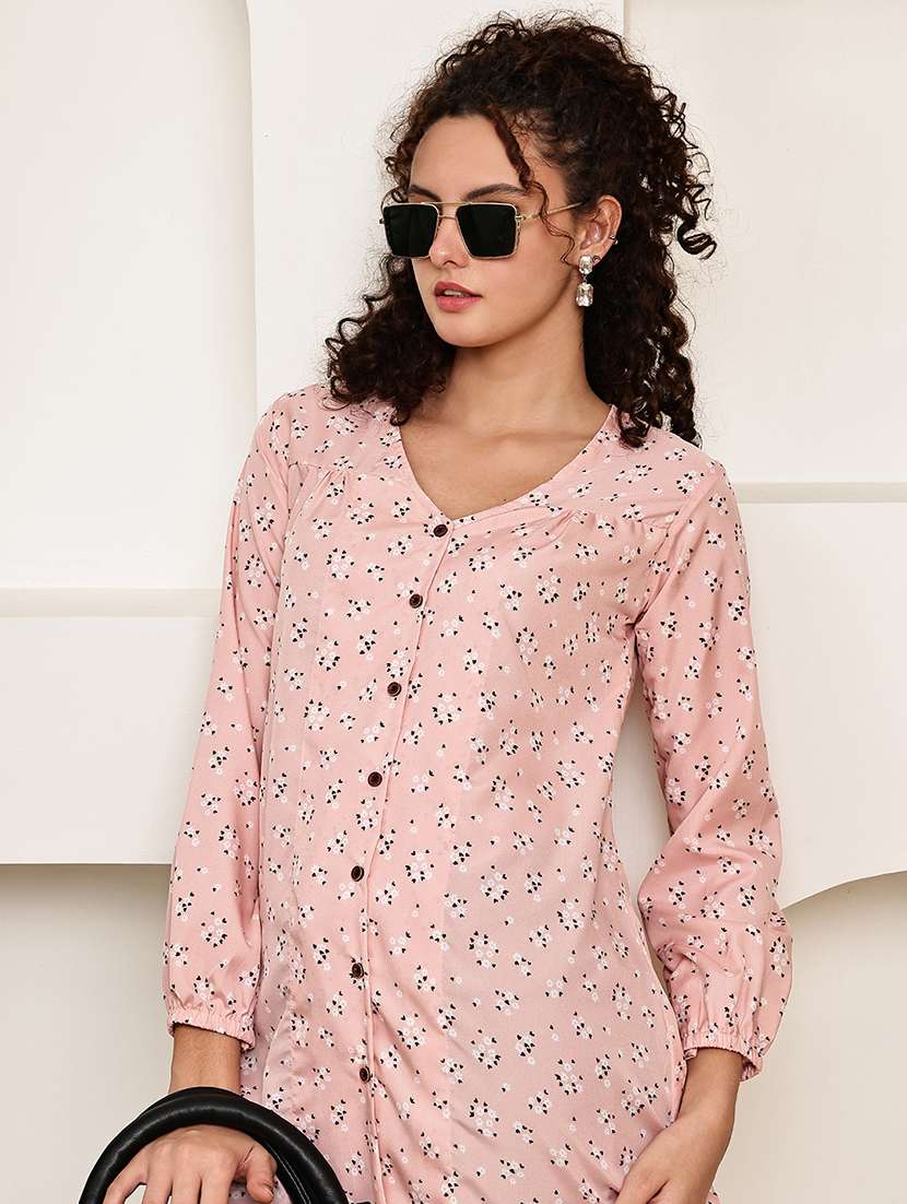women floral printed long sleeve regular fit top