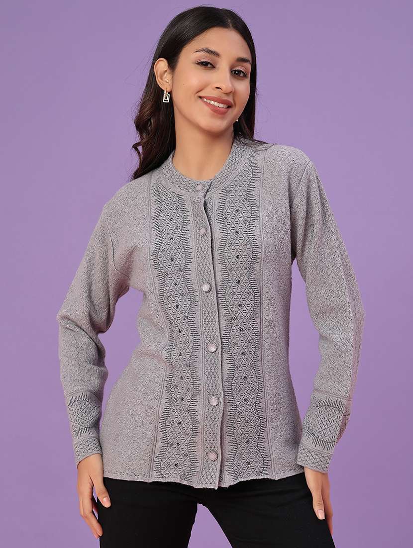 women self design long sleeve cardigan - 22007957 -  Standard Image - 2