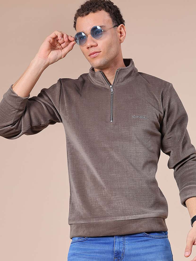 men solid long sleeve regular fit sweatshirt