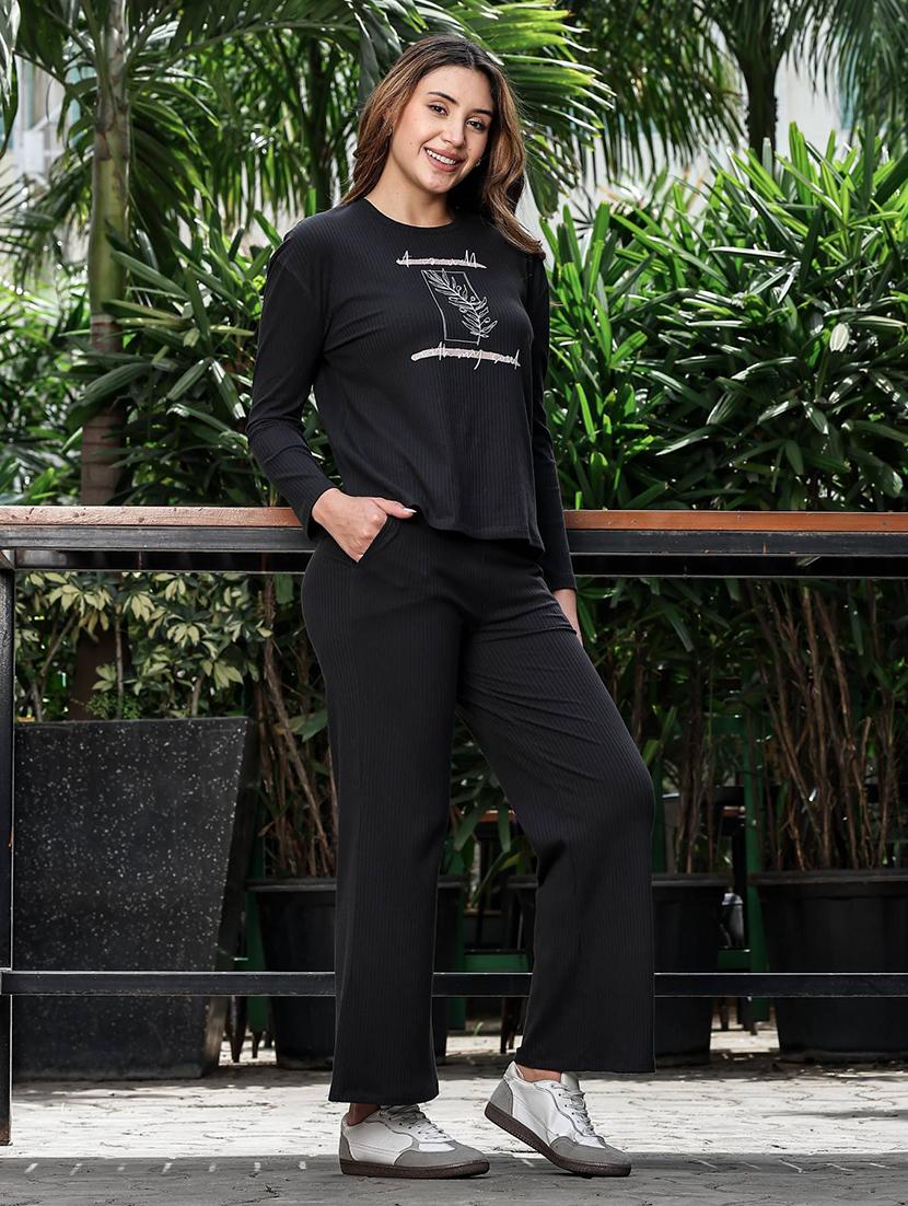 women printed long sleeve t-shirt and trouser set co-ord - 22008314 - Standard Image - 2
