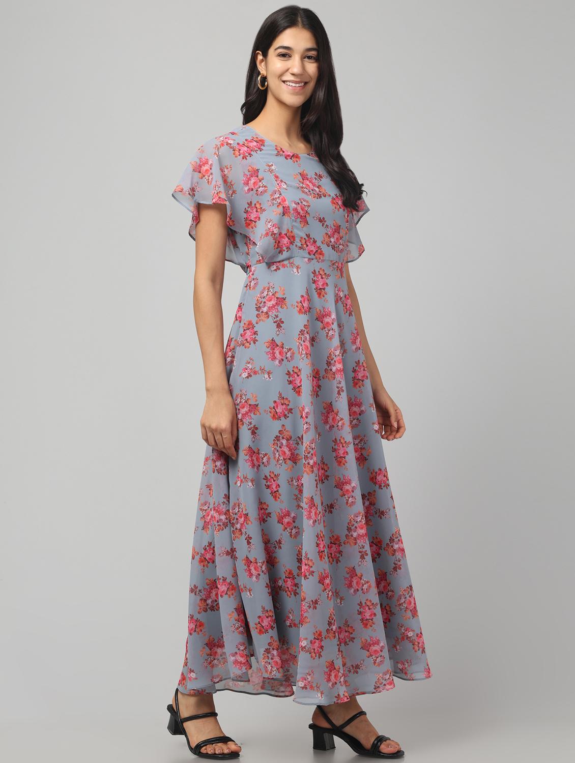 women floral print flared printed flared dress - 22008640 - Standard Image - 2