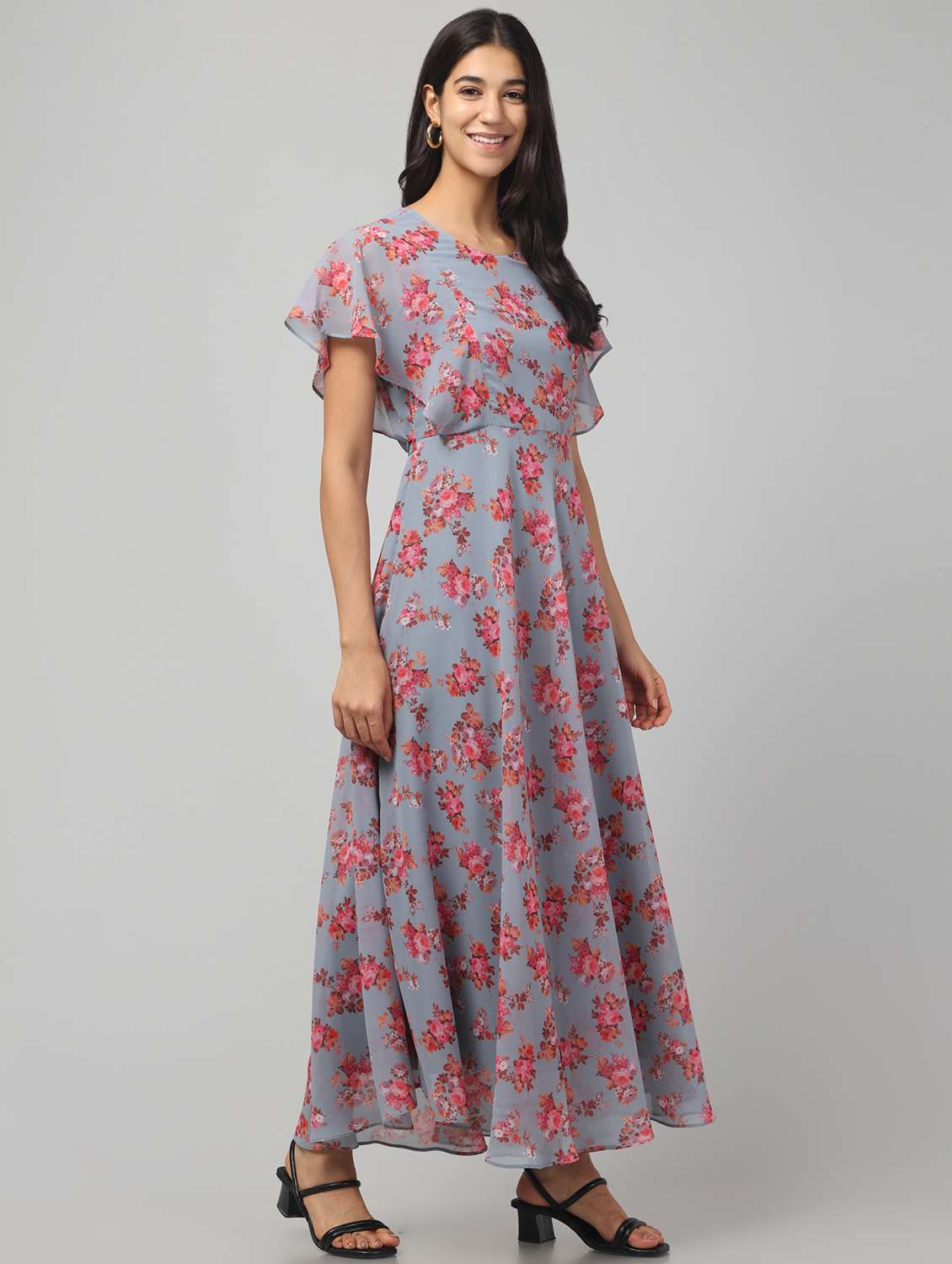 Women Floral Print Flared Printed Flared Dress