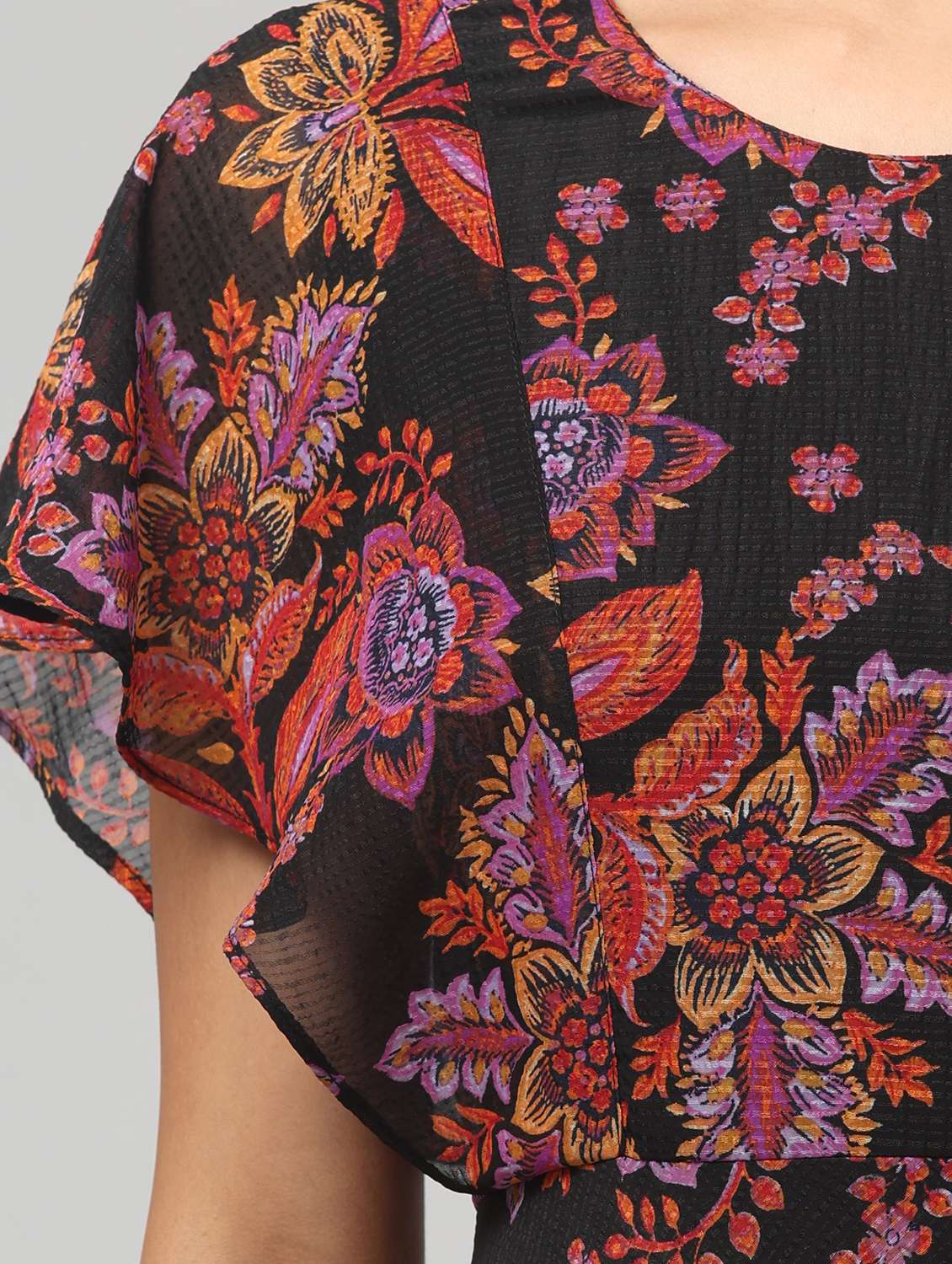 Womne Floral Print Flared Sleeve Dress