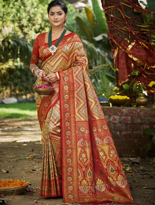 women self design kanjivaram saree with blouse - 22008672 -  Standard Image - 0