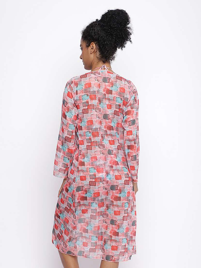 women printed long sleeve coverup shrug - 22008752 -  Standard Image - 2