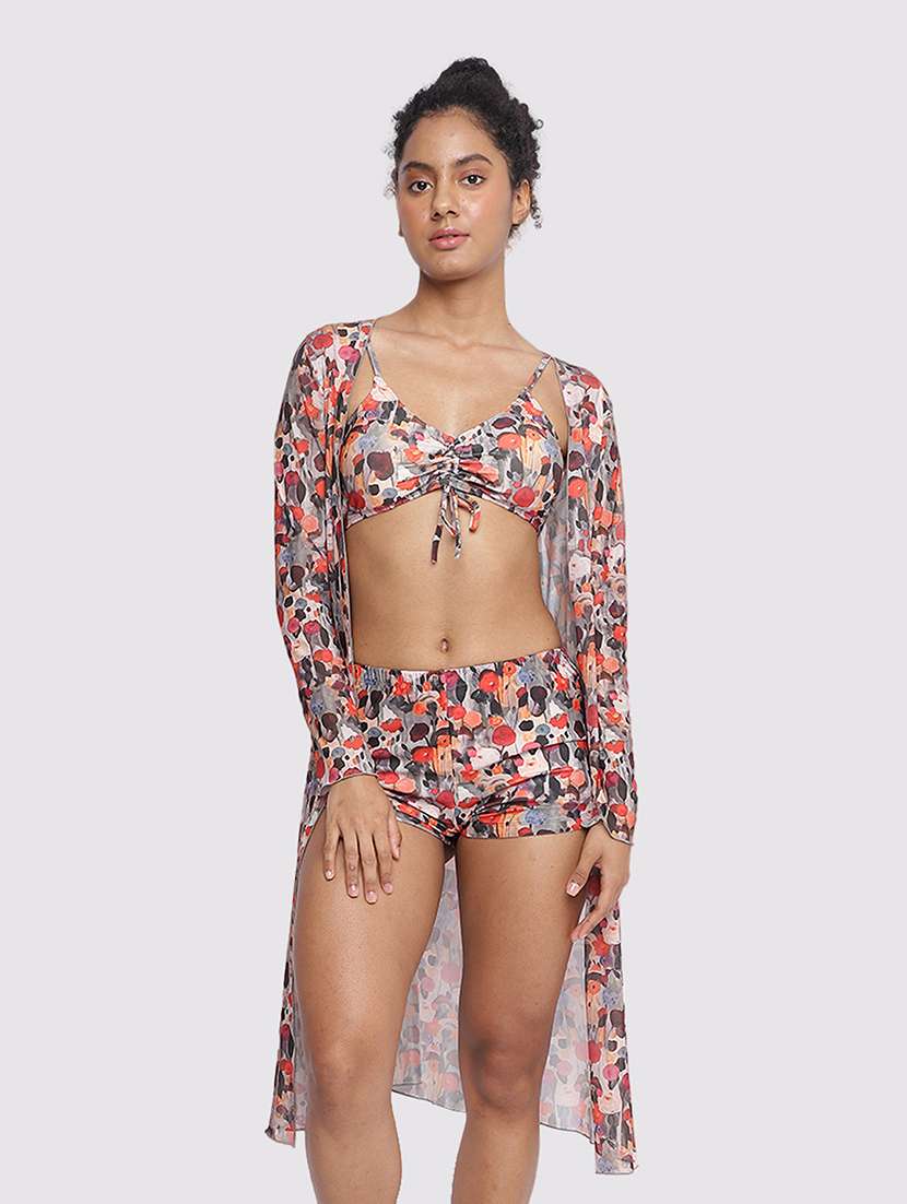 women printed long sleeve coverup shrug - 22008754 -  Standard Image - 2