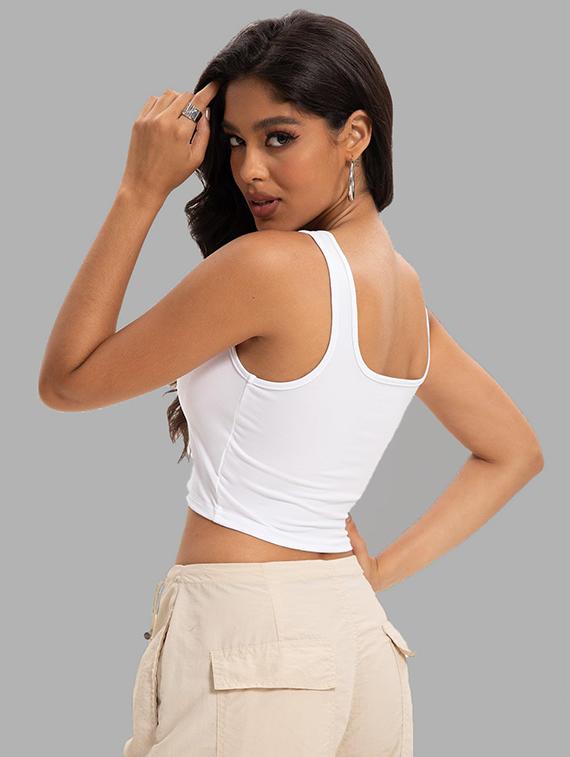 women solid square neck tank top - 22008756 - Standard Image - 2