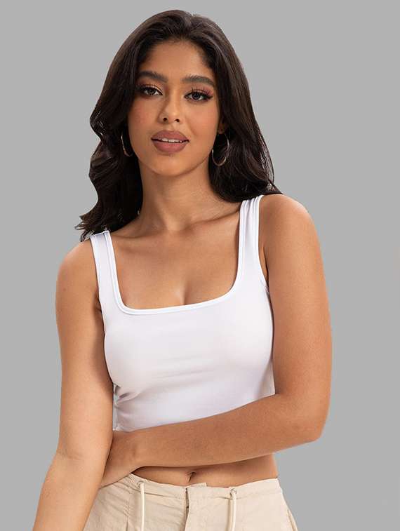 women pack of 2 solid square neck tank top - 22008757 -  Standard Image - 2