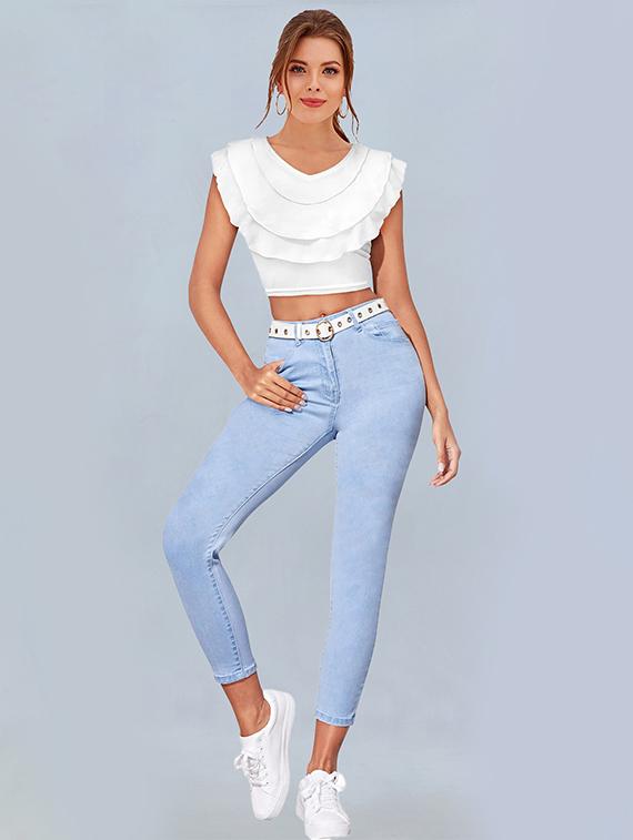 women pack of 2 solid v neck crop top - 22008758 - Standard Image - 7