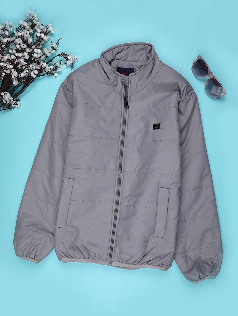 boys solid long sleeve quilted jacket