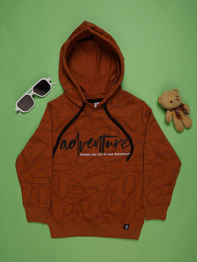 boys printed long sleeve hooded sweatshirt