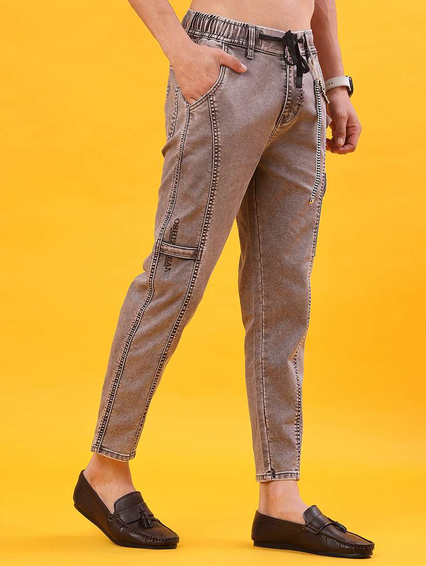 brown cotton cargomen solid mid rise regular fit cargo - 22008849 -  Standard Image - 2