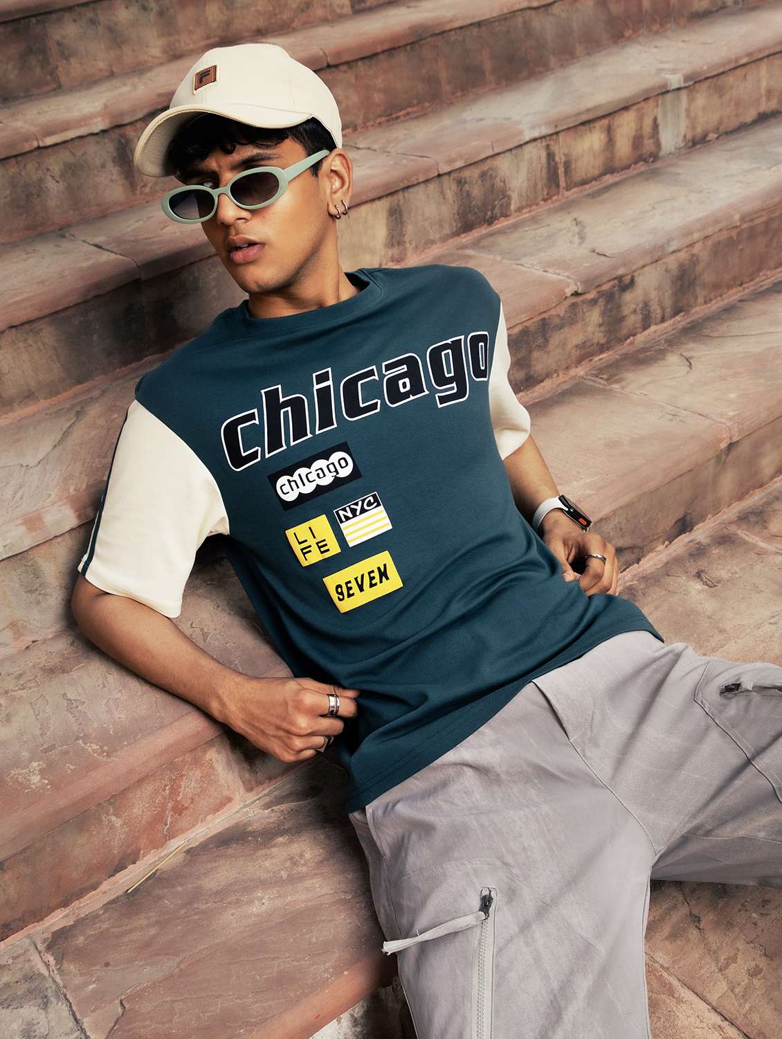 men printed short sleeve loose fitt-shirt