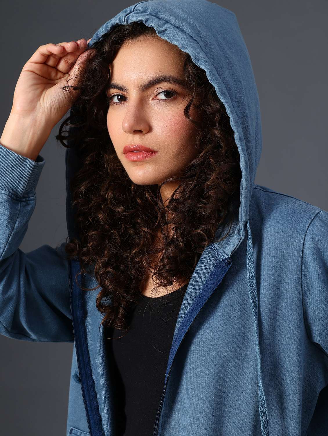 teal cotton blend plain sweatshirt - 22008929 -  Standard Image - 2