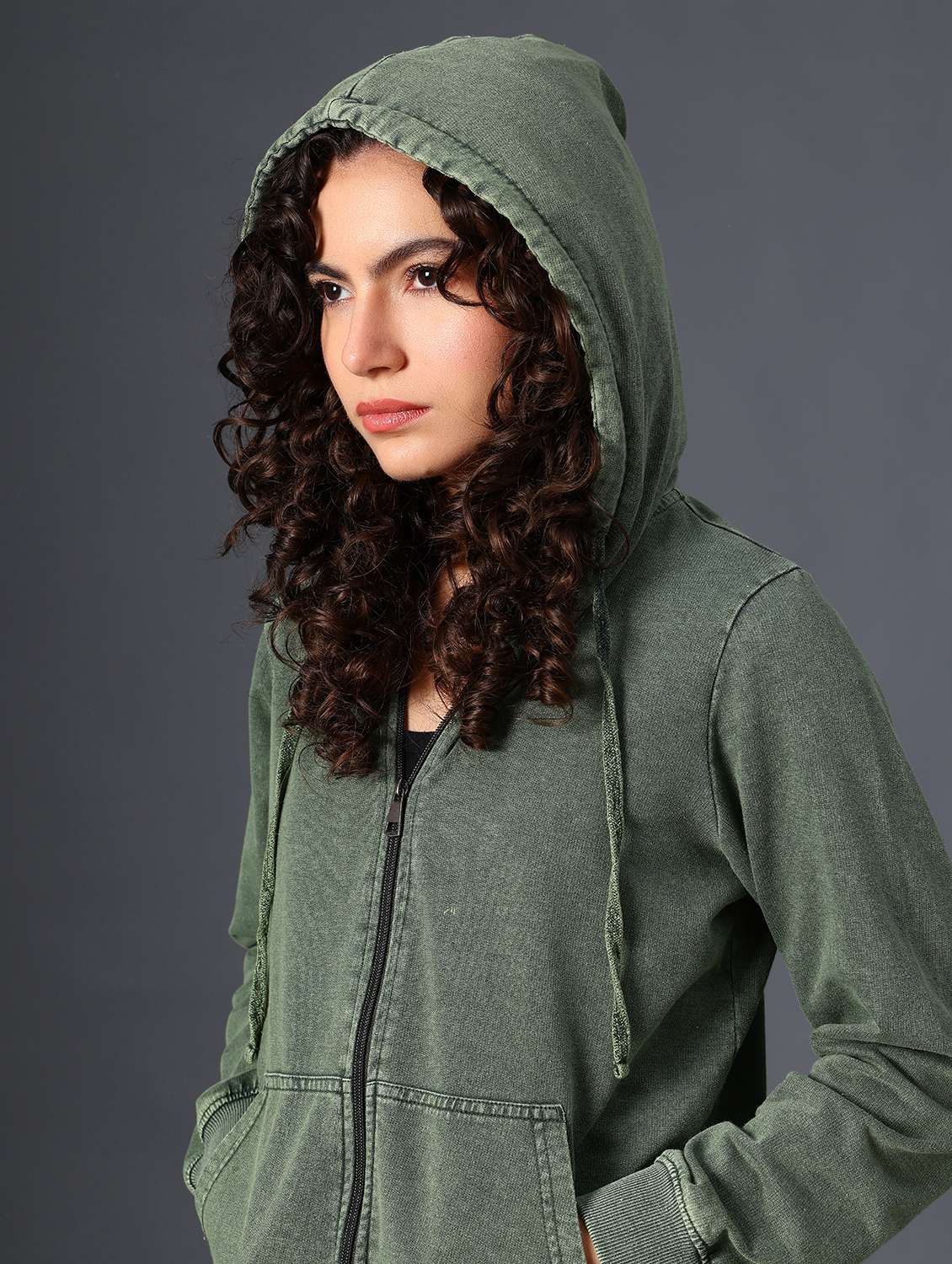 olive cotton blend plain sweatshirt - 22008930 -  Standard Image - 2