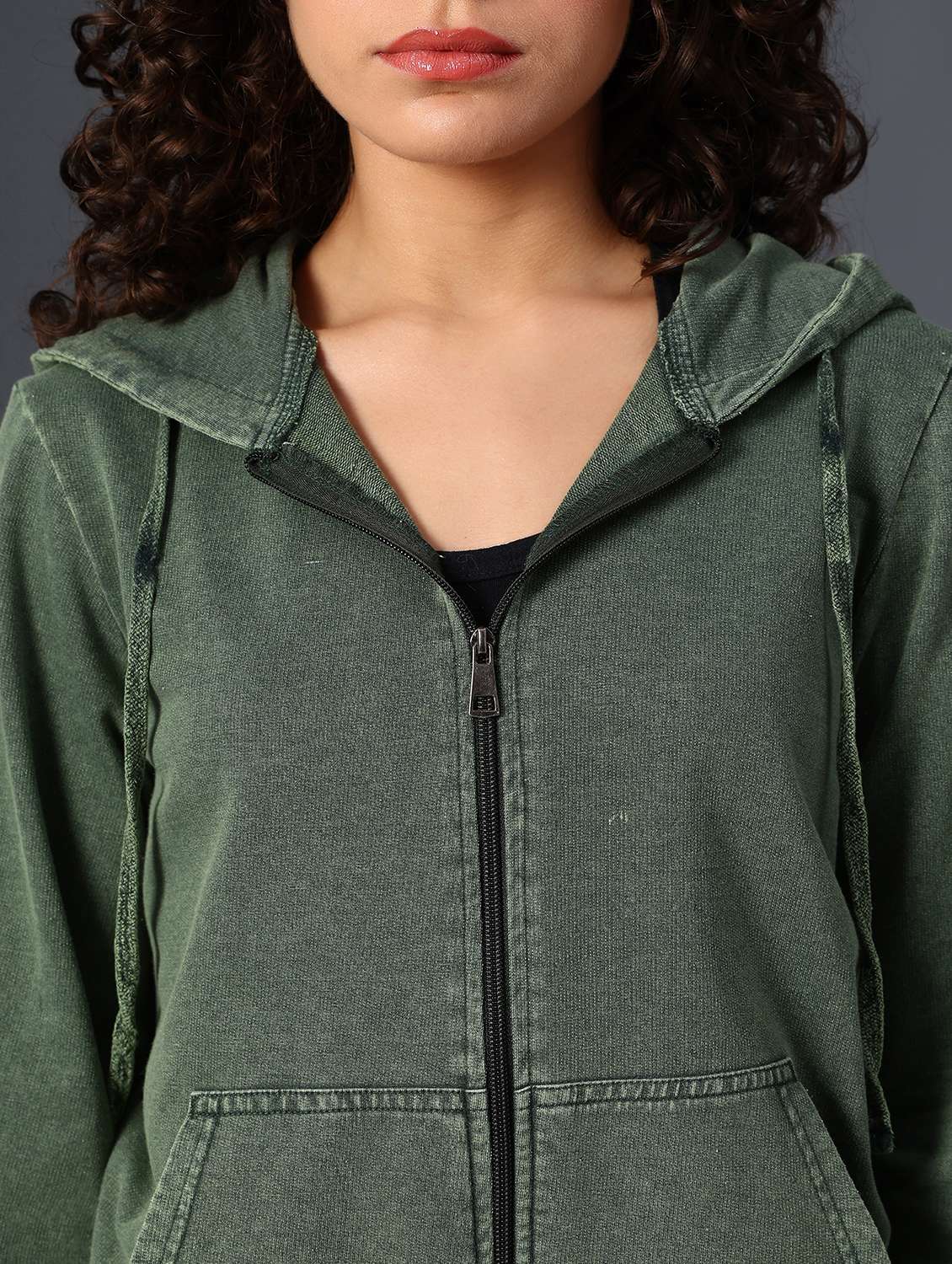 olive cotton blend plain sweatshirt - 22008930 -  Standard Image - 7