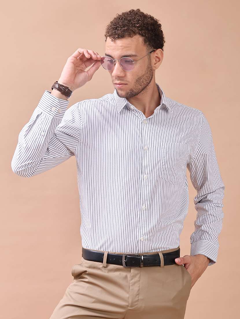 men striped collared long sleeve regular fit shirt - 22009036 -  Standard Image - 2
