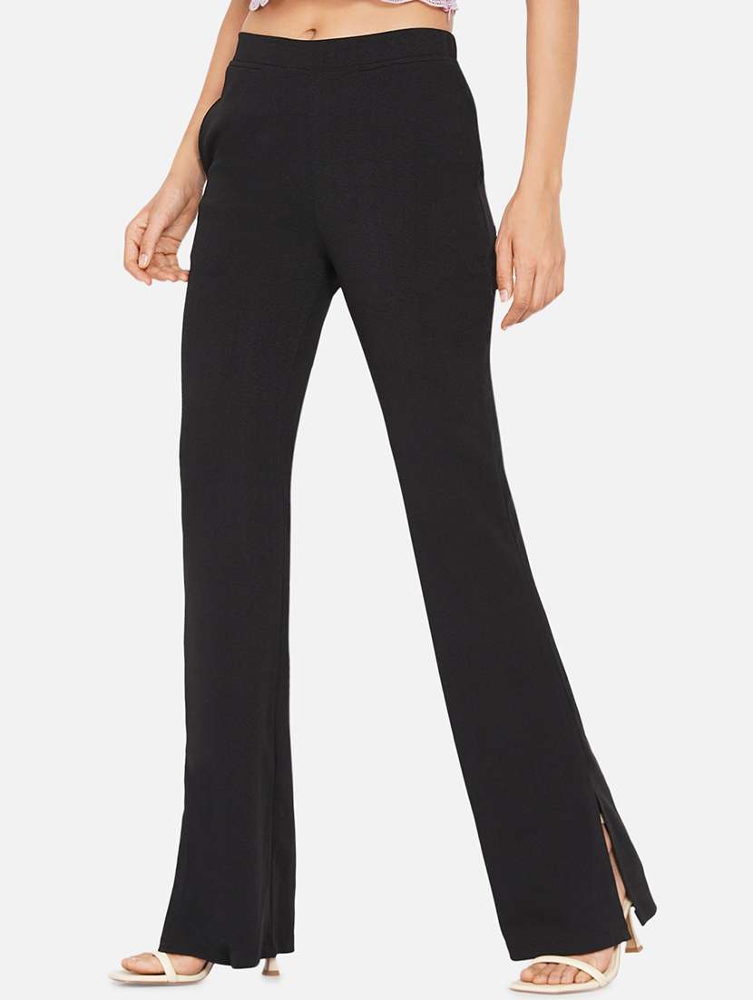 women solid mid rise bootcut trouser - 22009130 -  Standard Image - 2