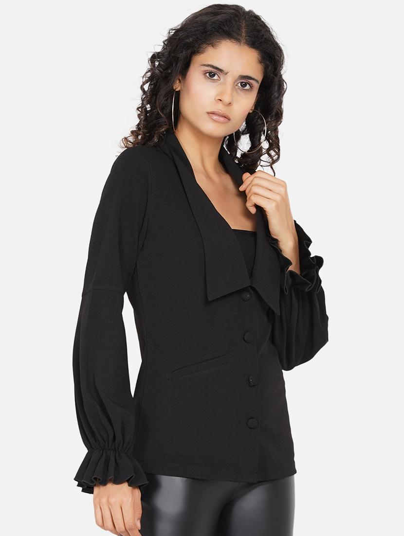 women solid long sleeve single breasted blazer - 22009132 - Standard Image - 2