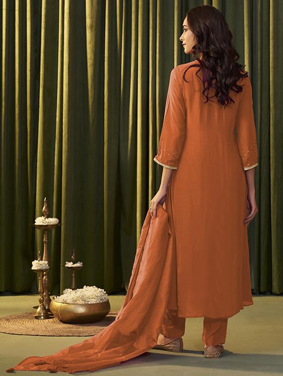 women embroidered three quarter sleeve kurta pant with dupatta set - 22009161 - Standard Image - 2