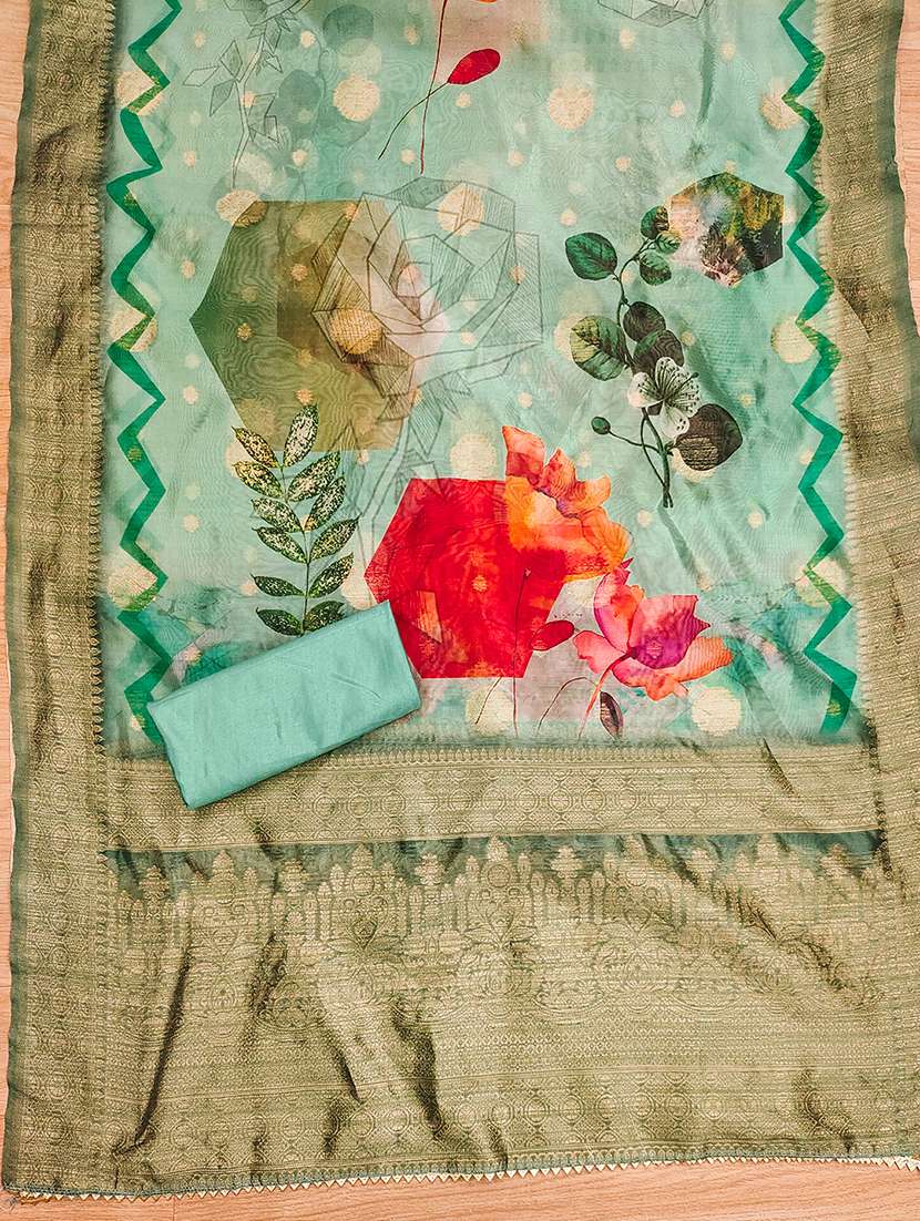 women printed swarovski details unstitched suit set - 22009179 -  Standard Image - 2