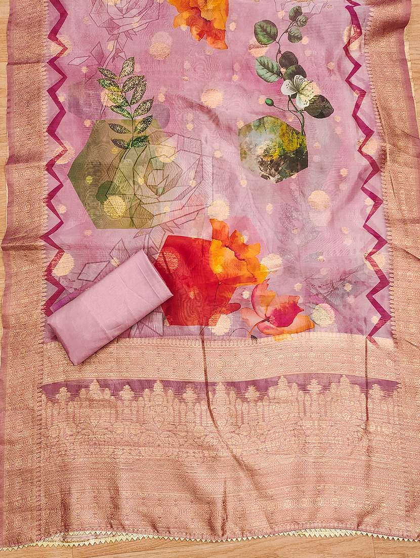 women printed swarovski details unstitched suit set - 22009180 -  Standard Image - 2