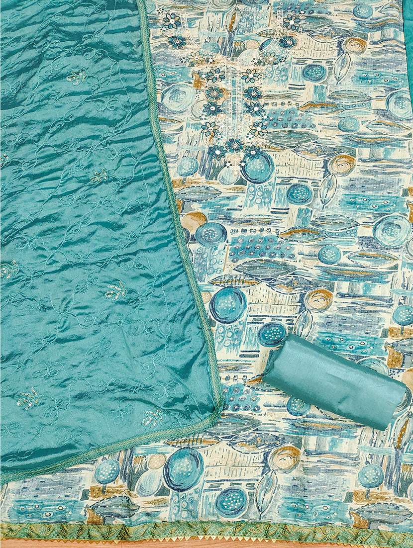 women printed embroidered unstitched suit set - 22009184 -  Standard Image - 2