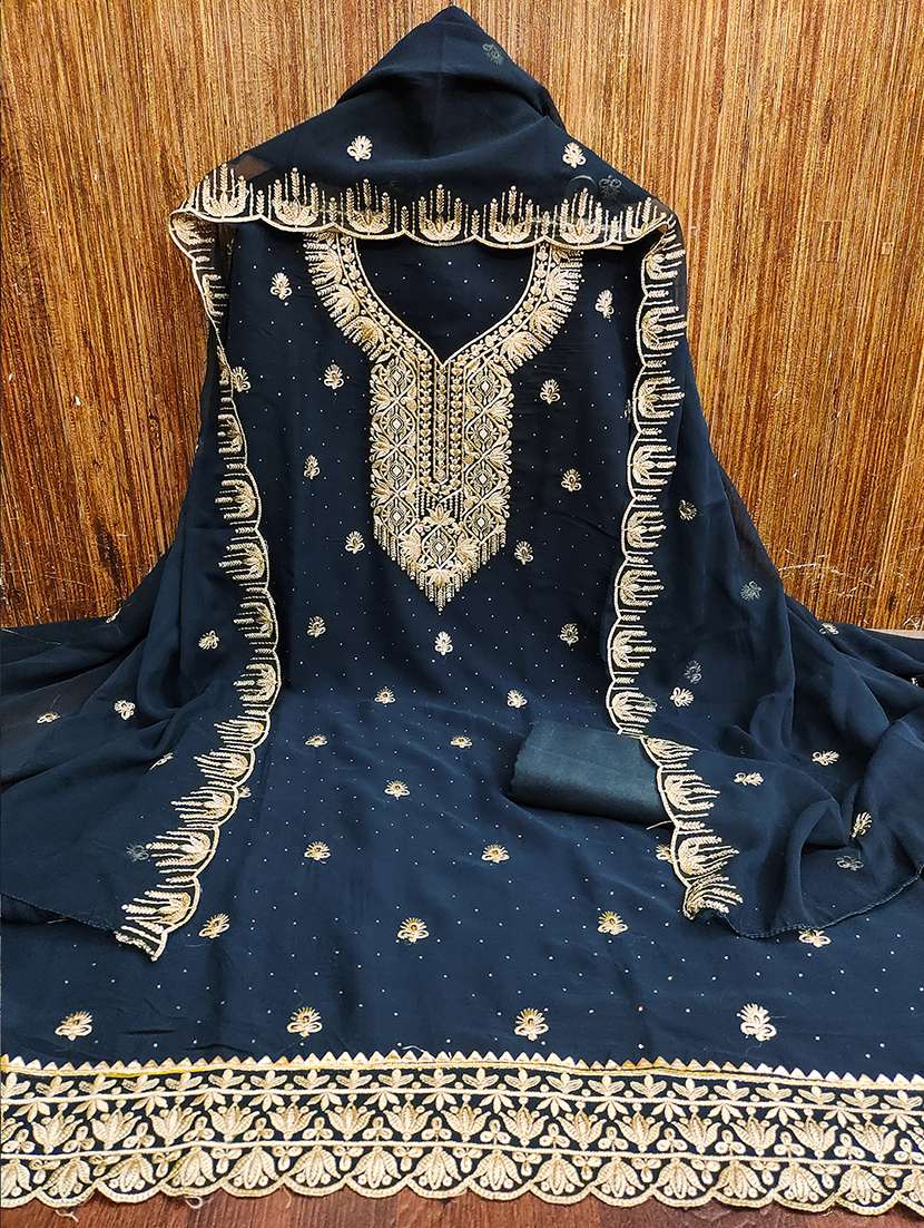 women solid with work zari work unstitched suit set - 22009186 -  Standard Image - 2