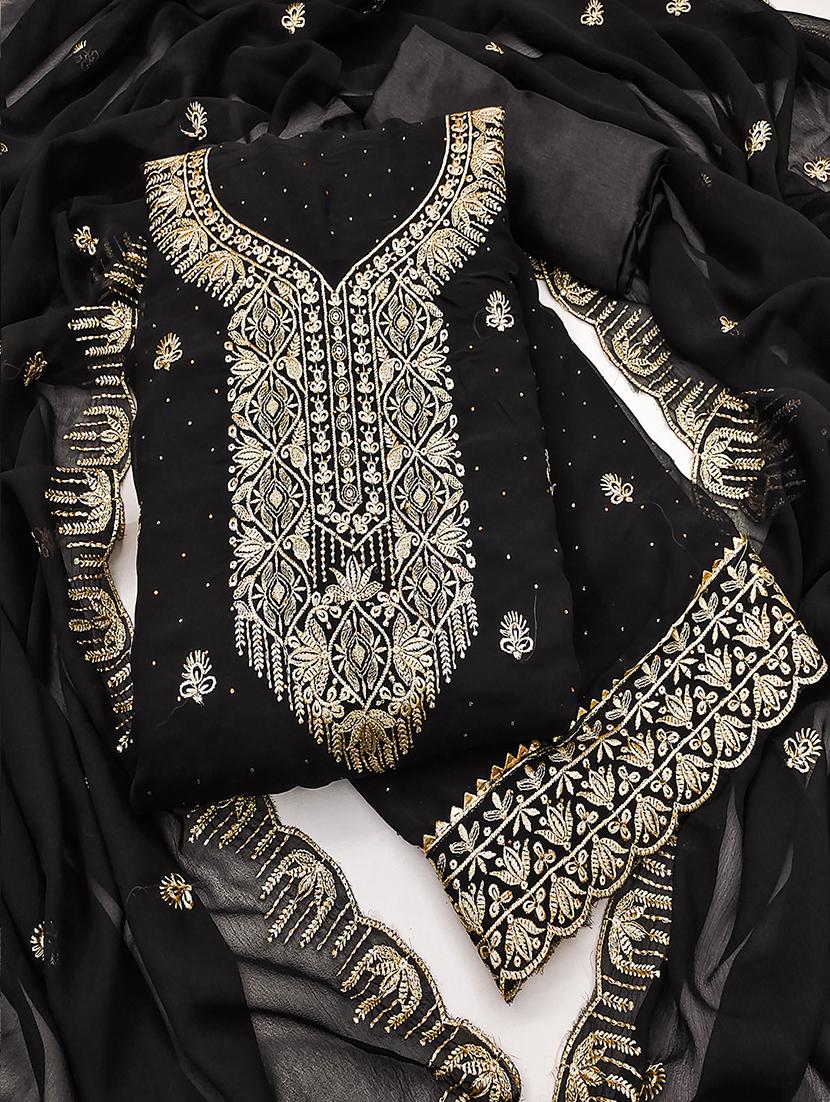 women solid with work zari work unstitched suit set - 22009187 - Standard Image - 2