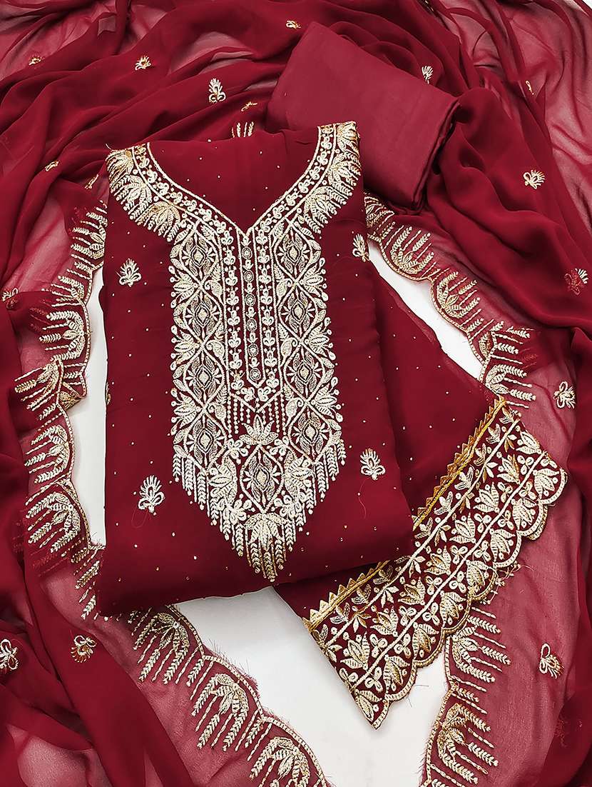 women solid with work zari work unstitched suit set - 22009188 -  Standard Image - 2