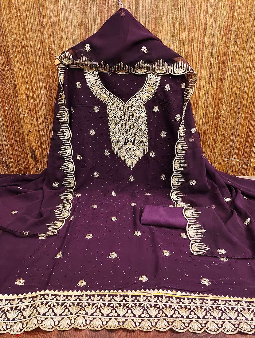 women solid with work zari work unstitched suit set - 22009189 -  Standard Image - 2