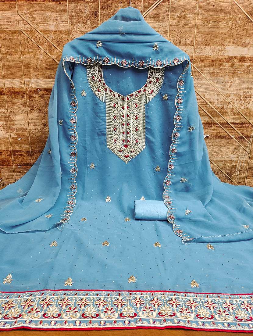 women solid with work zari work unstitched suit set - 22009193 -  Standard Image - 2