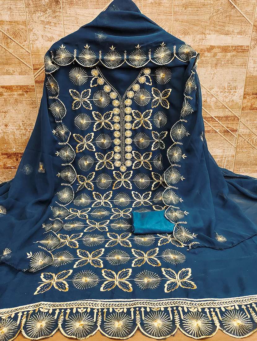 women solid with work zari work unstitched suit set - 22009198 -  Standard Image - 2