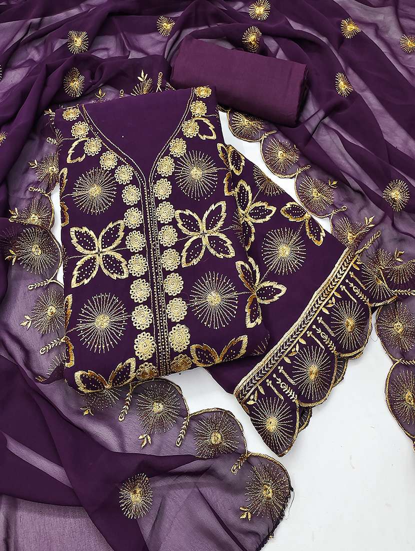 women solid with work zari work unstitched suit set - 22009201 -  Standard Image - 2