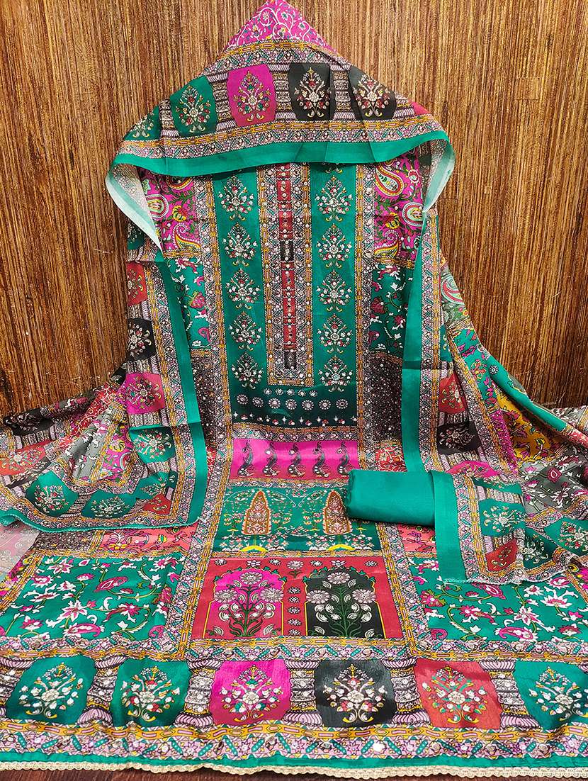 women printed mirror work unstitched suit set - 22009204 -  Standard Image - 2