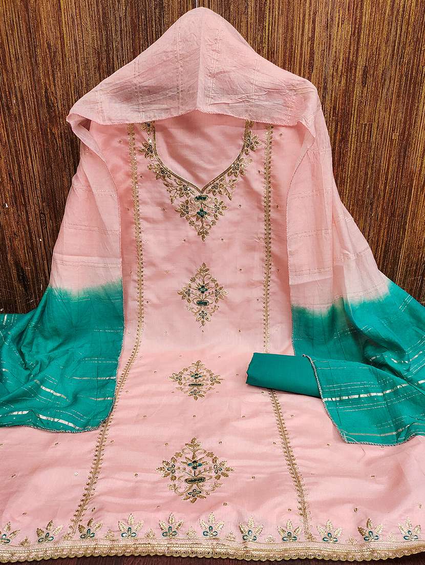 women solid with work embroidered unstitched suit set - 22009212 -  Standard Image - 2