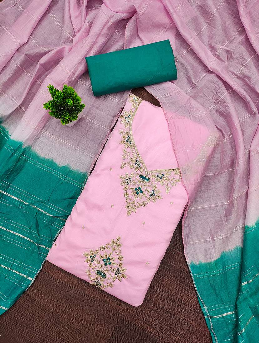 women solid with work embroidered unstitched suit set - 22009213 -  Standard Image - 2