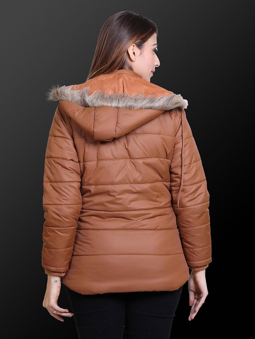 women solid long sleeve hooded quilted jacket - 22009230 - Standard Image - 2