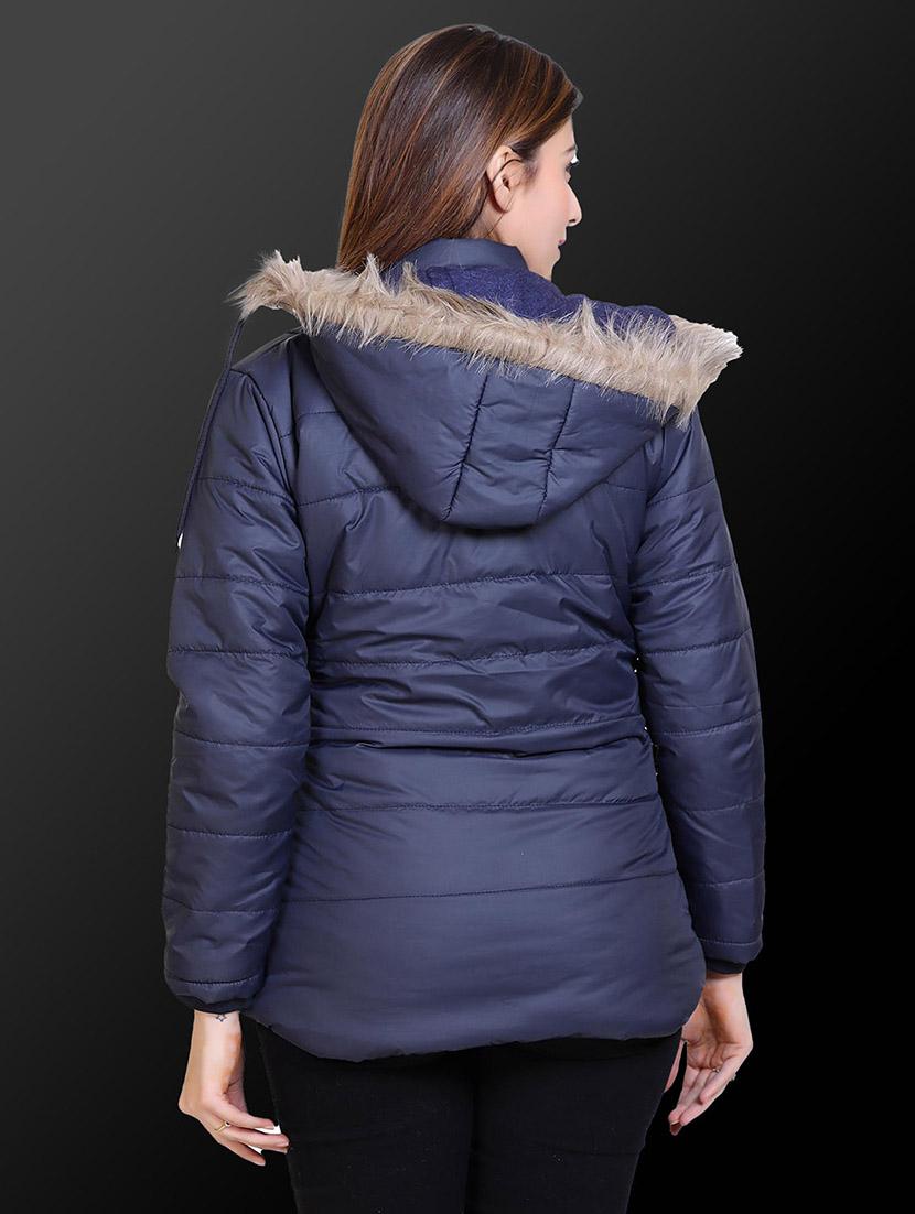 women solid long sleeve hooded quilted jacket - 22009231 - Standard Image - 2