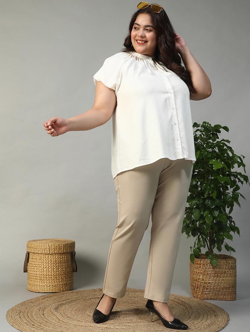 women plus size solid short sleeve shirt - 22009240 - Standard Image - 2