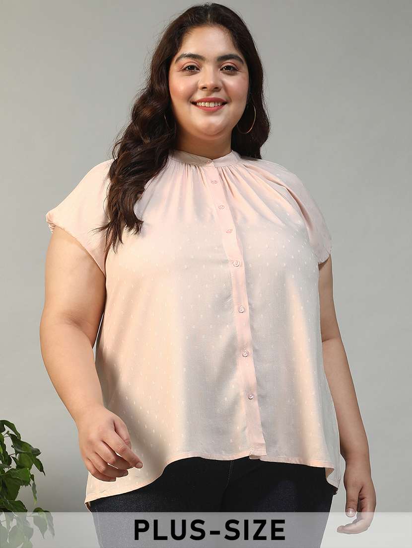 women plus size self designed short sleeve shirt