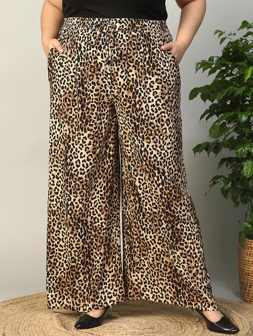 women plus size animal print mid rise wide leg trouser - 22009245 - Zoom Image - 0