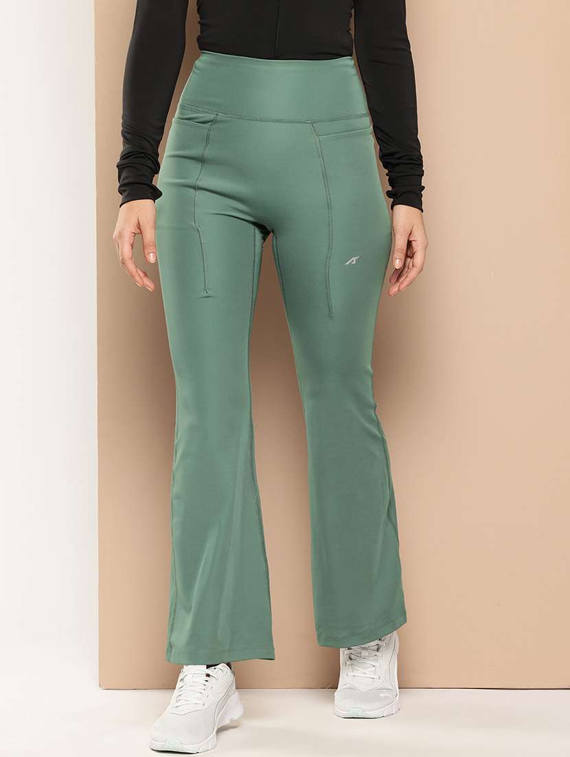 women solid high rise slim fit yoga pant 